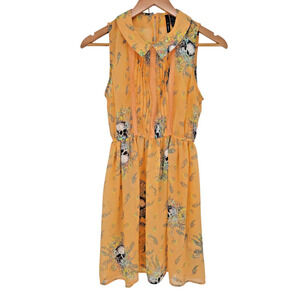 Fire Los Angeles Skull Floral Dress Fiary Goth Indie Alt Twee Indie‎ Size S